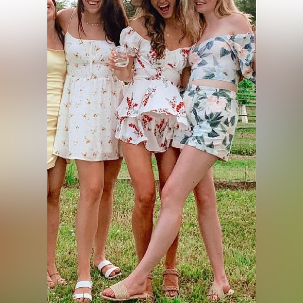 Hello Molly White Floral Romper